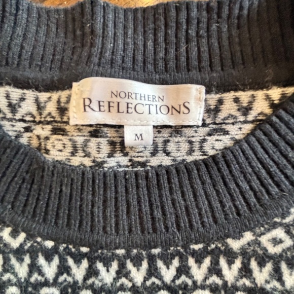 Northern Reflections super soft crew neck sweater black and white pattern size M - Picture 11 of 16